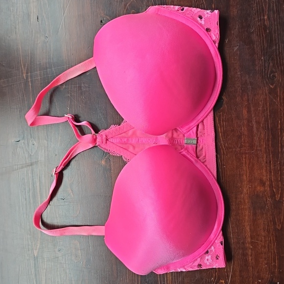 PINK Victoria's Secret Hot Pink Push-Up Racerback Bra 34D - Picture 1 of 5